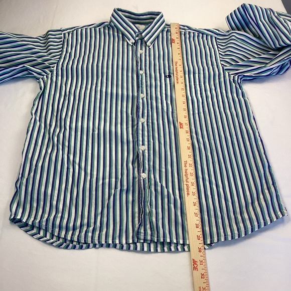 Classic Striped Blue and Green Men's Shirt - Picture 11 of 11